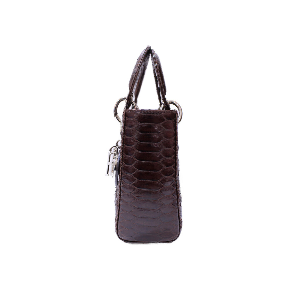 Christian Dior Lady Dior python leather Dark Brown Black handbag Compact bag - Picture 2 of 7